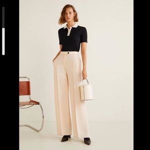 Mango High Waisted Wide Leg Trouser Pants